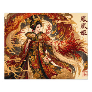 Japanese Phoenix Geisha Art   Mythology Design Photo Print