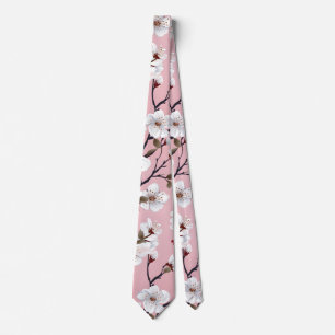 Japanese Pink Cherry Blossom Sakura Floral Spring  Tie