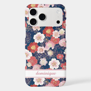Japanese Pink Floral Pattern Monogrammed
