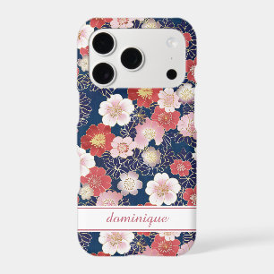 Japanese Pink Floral Pattern Monogrammed