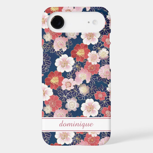 Japanese Pink Floral Pattern Monogrammed (Back)