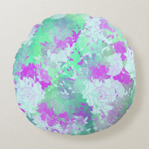 Japanese pink,flowers patterns round cushion
