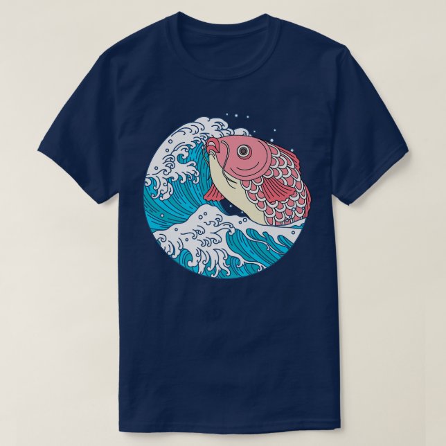 Japanese Pink Koi Fish The Great Wave Premium  T-Shirt (Design Front)
