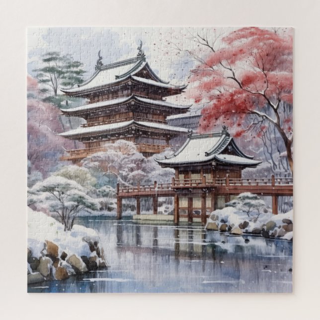 Japanese Pink Sakura Architecture  Jigsaw Puzzle (Vertical)