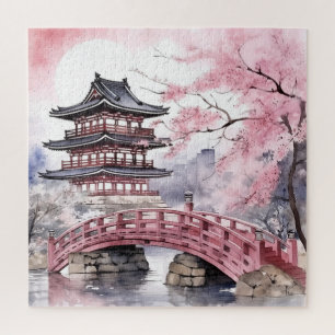 Japanese Pink Sakura Architecture  Jigsaw Puzzle