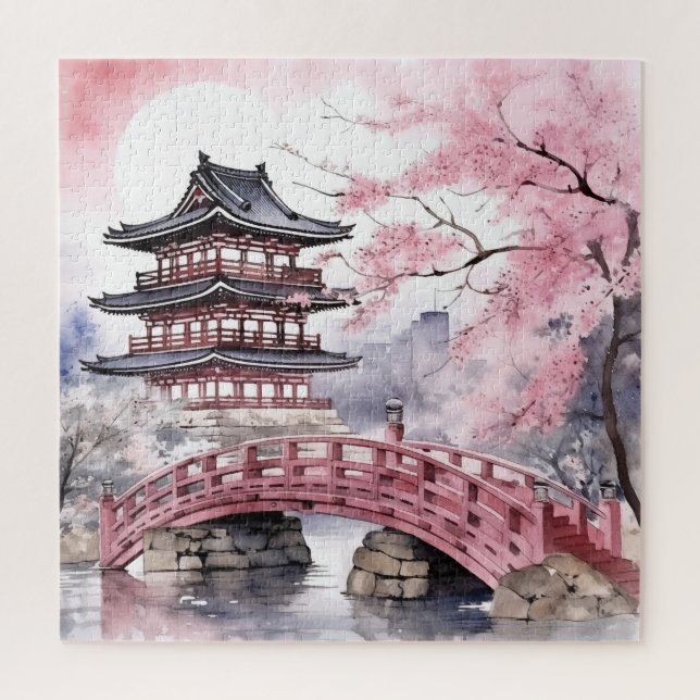 Japanese Pink Sakura Architecture  Jigsaw Puzzle (Vertical)