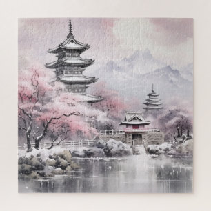 Japanese Pink Sakura Architecture  Jigsaw Puzzle