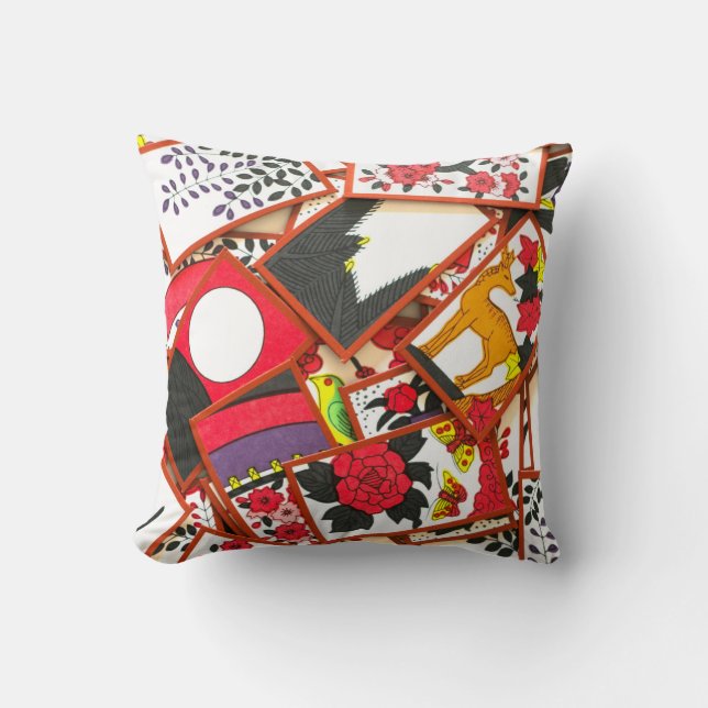 Japanese Playing Cards Illustration (Various) Cushion (Front)