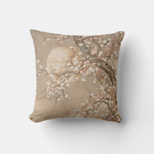 Japanese plum blossoms in moonlight by Sō Shizan Cushion