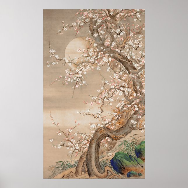 Japanese Plum Blossoms in Moonlight Poster (Front)