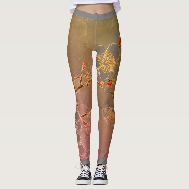 JAPANESE PLUM BLOSSOMS Leggings (Front)