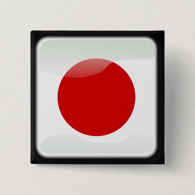 Japanese polished flag 15 cm square badge (Front)
