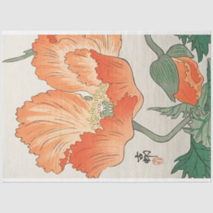 Japanese Poppy Decoupage Decoupaging Red Orange  Tissue Paper