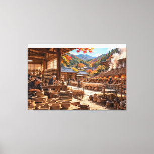 Japanese Pottery & Noborigama Kiln – Traditional C Canvas Print