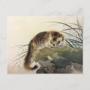 Japanese Print Cat by the Water Postcard