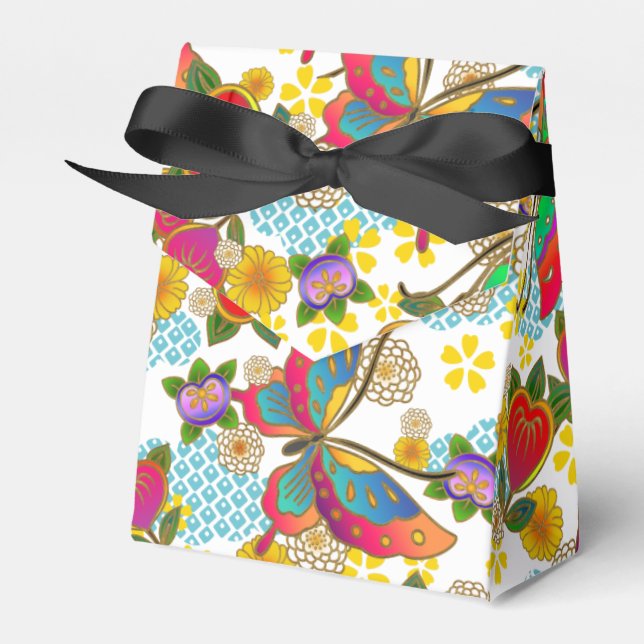Japanese print design - kimono pattern favour box (Front Side)
