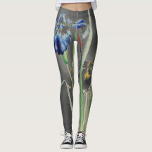 JAPANESE PRINT IRIS ON GREY Leggings