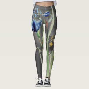 JAPANESE PRINT IRIS ON GREY Leggings