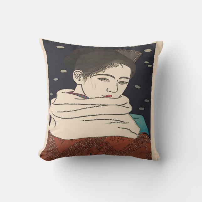 Japanese Print, Lady with Fan Cushion (Front)