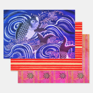 JAPANESE PRINT OF CARP IN WATER Wrapping Paper