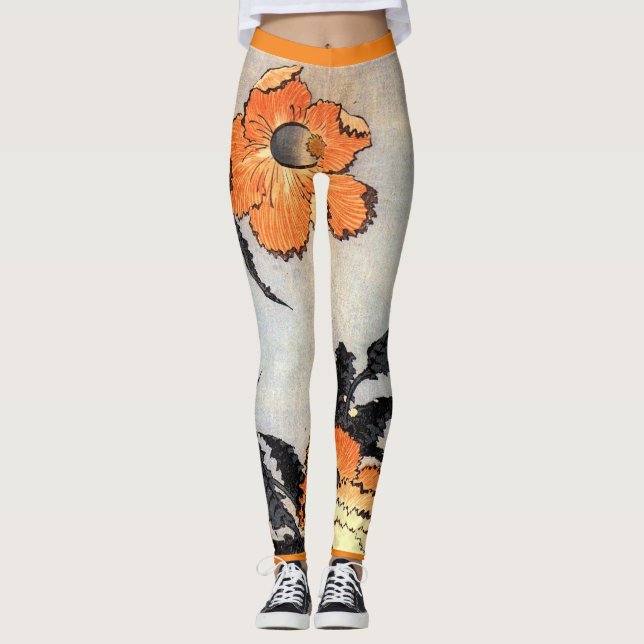 JAPANESE PRINT OF FLOWER PRINTED LEGGINGS (Front)