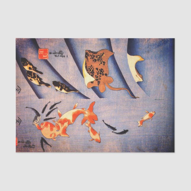 JAPANESE PRINT STINGRAY AND CARP Tissue Paper (Front)