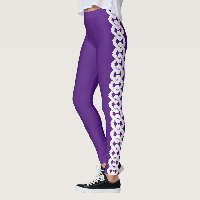Japanese Purple and Black Yoshiwara Chain Pattern Leggings (Left)