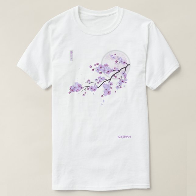 Japanese Purple Sakura Cherry Blossom Flower   T-Shirt (Design Front)