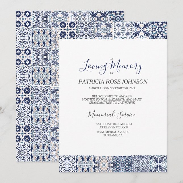 Japanese Quilt Pattern Memorial Announcement (Front/Back)