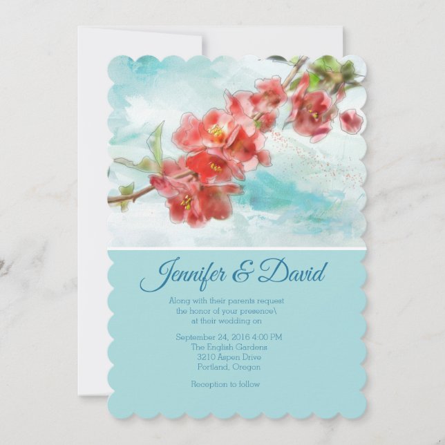 Japanese Quince Custom Wedding Invitation (Front)