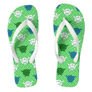 Japanese rabbit print, green, blue and white flip flops
