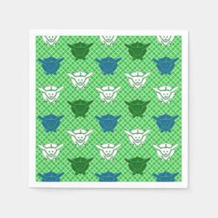 Japanese rabbit print, green, blue and white napkin