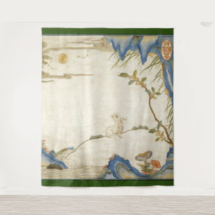JAPANESE RABBIT REGARDING THE MOON Tapestry