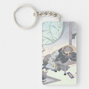 Japanese Raccon Dog Tanuki Ukiyo-e by Yoshitoshi Key Ring