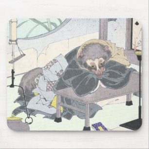 Japanese Raccon Dog Tanuki Ukiyo-e by Yoshitoshi Mouse Mat
