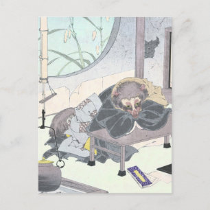Japanese Raccon Dog Tanuki Ukiyo-e by Yoshitoshi Postcard