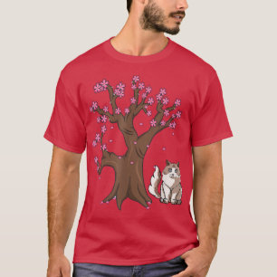 Japanese Ragdoll Cat Mum Cherry Blossom T-Shirt