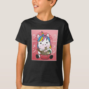 Japanese Rainbow Unicorn Loves Ramen Pasta T-Shirt