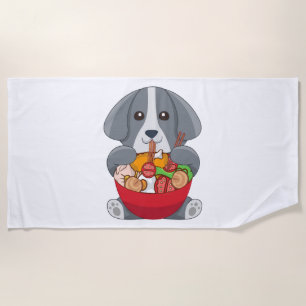 Japanese Ramen Noodle Dog Lover Animal Dog Breeder Beach Towel
