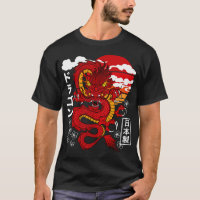 Japanese Red Dragon Asian Tattoo Inspired Retro 80