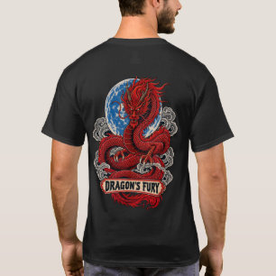 Japanese Red Dragon Graphic Shirt, Cyberpunk Gamin T-Shirt