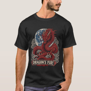 Japanese Red Dragon Graphic Shirt, Cyberpunk Gamin T-Shirt