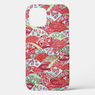 Japanese Red Floral Origami iPhone 12 Case