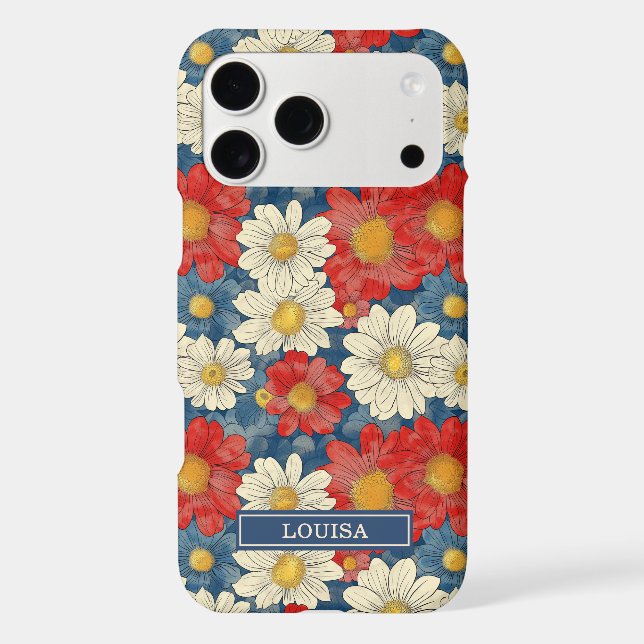 Japanese Red Floral Pattern Monogrammed (Back)