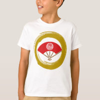 Japanese Red folding Fan & Crane Gold Enso