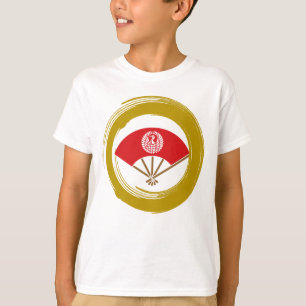 Japanese Red folding Fan & Crane Gold Enso T-Shirt