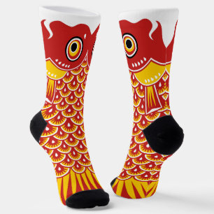 Japanese Red Koinobori Carp Streamer Socks