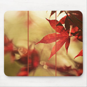 Japanese Red Maple Leaves Autumn Soft Glow Design Mouse Mat