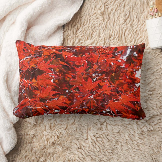 Japanese Red Maple Leaves Lumbar Cushion (Blanket)