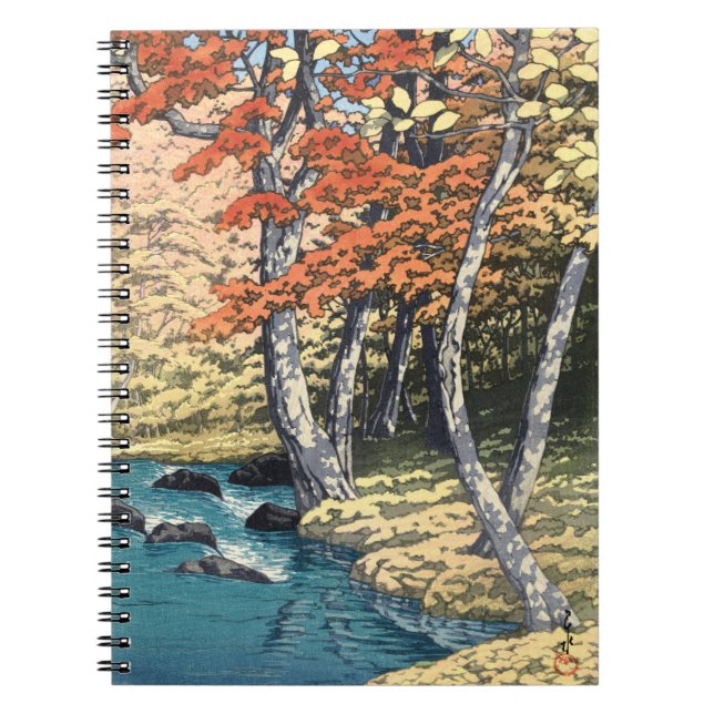 Japanese Red Maple River Shin-hanga Poster Notebook (Front)